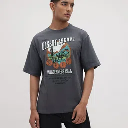 The Roadster Life Co. Men Printed Pure Cotton Relaxed Fit T-shirt image 2