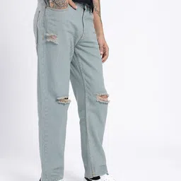 glitchez Men Street Edge Relaxed Fit Mildly Distressed Jeans image 5