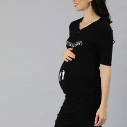 Blush 9 Maternity Women's Black & White Printed Maternity Tunic image 4