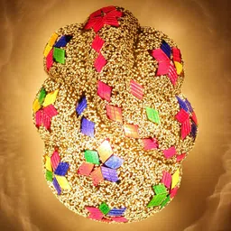 Devansh White & Red Textured  Lord Ganesh Shaped Flush Mount Light image 2