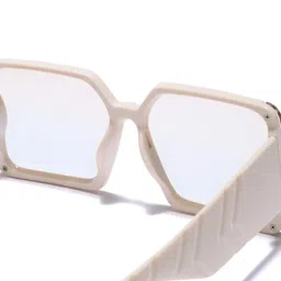 DressBerry Unisex Blue Lens & White Square Sunglasses with UV Protected Lens image 2