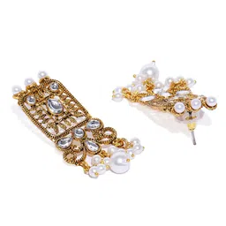 Zaveri Pearls Gold-Toned Kundan Studded Jewellery Set image 4