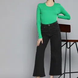 Chemistry Women Black Flared Light Fade Stretchable Jeans-image-55