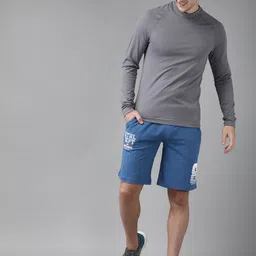 van heusen innerwear Van Heusen Men Blue Printed Zipper Pocket Ultra Soft Knit Shorts image 3