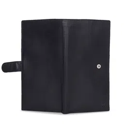 Kara Unisex Black Solid Leather Two-Fold Wallet image 4