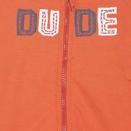 MINI KLUB Boys Orange Solid Hooded Sweatshirt image 3