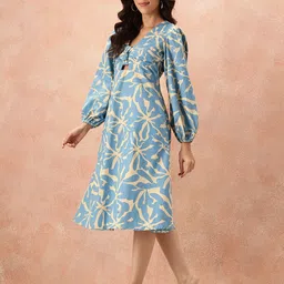 all about you Floral Print Pure Cotton A-Line Midi Dress image 3