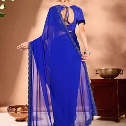 Leelavati Solid Embellished Pure Chiffon Saree image 4