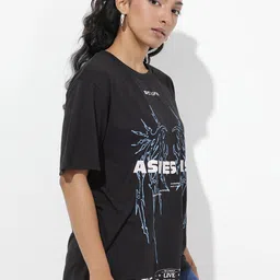 The Roadster Lifestyle Co. Typography Printed Drop-Shoulder Sleeves Oversized T-shirt image 4