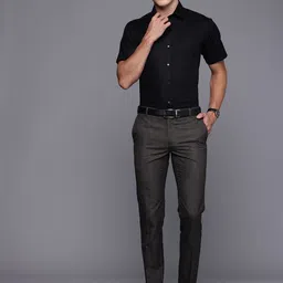 Raymond Men Checked Slim Fit Formal Trousers image 2