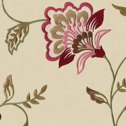 GM Indulgence Beige & Green Embroidered Sheer Door Curtain image 2