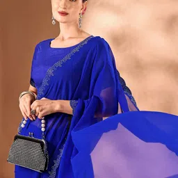 Leelavati Solid Embellished Pure Chiffon Saree image 2