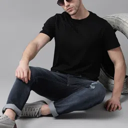 Roadster Men Pack Of 2 Pure Cotton Solid Pure Cotton T-shirts image 2