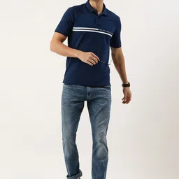 Peter England Men Typography Printed Polo Collar T-shirt image 5