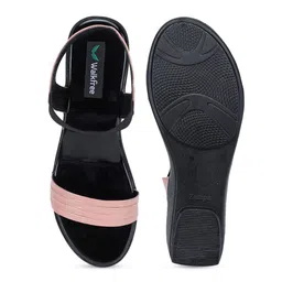 Walkfree Women Peach-Coloured Striped Wedge Sandals image 2