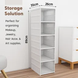 Kuber Industries White Pack Of 2 5-Tier Organisers image 3