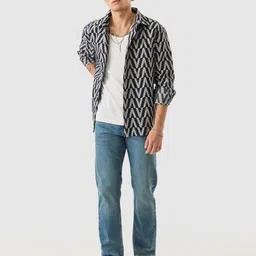 Snitch Men Navy Geometric Overshirt image 4