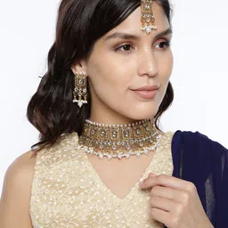 Zaveri Pearls Gold-Toned Kundan Studded Jewellery Set image 2