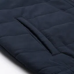 Arrow Men Navy Blue & Brown Colourblocked Padded Jacket image 2