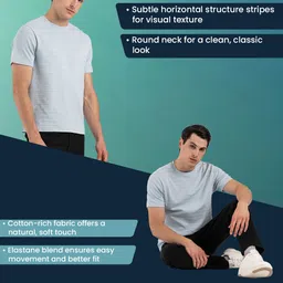 Red Tape Men Self Design Round Neck T-shirt image 2