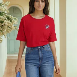 U.S. Polo Assn. Women Round Neck Cotton T-shirt-image-49
