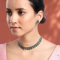 Peora Silver-Plated Stone-Studded Jewellery Set-picture-36