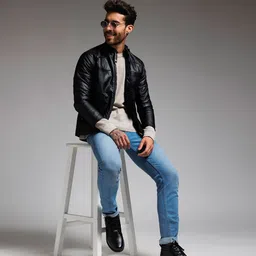 Zoom Shoes Men Black Solid Leather Mid-Top Boots image 4