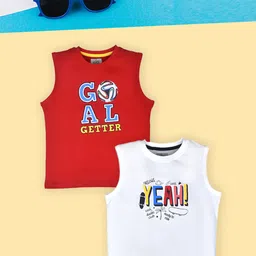 Lux Cozi Boys Red Typography 2 Printed Applique T-shirt-picture-16