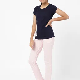 Sweet Dreams Girls Navy Blue & Pink Printed Night suit image 5