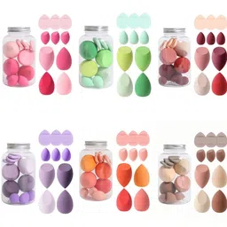 FEELHIGH Set Of 10 Beauty Sponge Blender-Mini Sponge Blender-Finger Puff With Jar image 2
