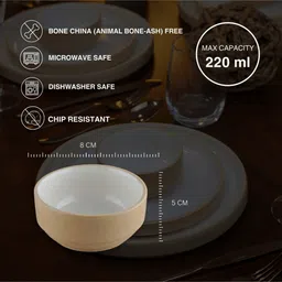 blackcarrot (Set Of 6) Beige & White Stoneware Small Bowl image 4