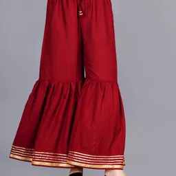 cango Women Flared Maroon Viscose Rayon Trousers-picture-14