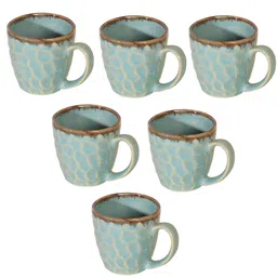 aakriti art creations Cuts Sky Blue Ceramic (Set of 6) Tea Cups image 3