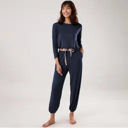 Nykd By Nykaa Sumptuously Soft Modal Lounge Pajama Set of 2 NYS016-Navy-picture-23
