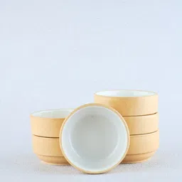 blackcarrot (Set Of 6) Beige & White Stoneware Small Bowl image 3