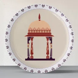 nestroots White & Beige Printed Ceramic Wall Plate-picture-15