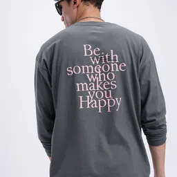 glitchez Positive Vibe Only Printed Oversized T-shirt-picture-42