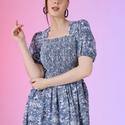 Femvy Women Floral Printed Fit & Flare Dress-image-48