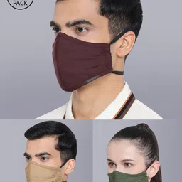 VASTRAMAY Unisex Pack Of 3 Solid 3-Ply Adjustable Face Masks-picture-18