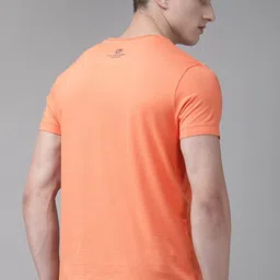 U.S. Polo Assn. Denim Co. Men Coral Orange Printed   Round Neck Pure Cotton T-shirt image 4