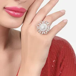 Zaveri Pearls Rose Gold-Plated CZ-Studded Ring image 1