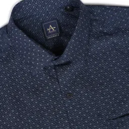 Arrow Blue Cotton Slim Fit Printed Shirt image 4