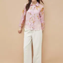 Code By Lifestyle Pink Regular Fit Floral Print Shirt image 5