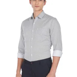 Arrow Light Grey Cotton Slim Fit Printed Shirt image 3