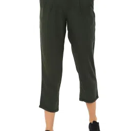 Solly by Allen Solly Olive Green Mid Rise Trousers image 1