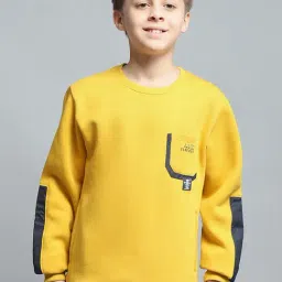 Monte Carlo Boys Solid Yellow Round Neck Full Sleeve Sweatshirt-image-34