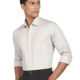 Arrow Beige Cotton Slim Fit Printed Shirt image 3
