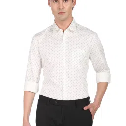 Arrow Off-White Cotton Slim Fit Printed Shirt image 1