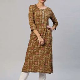 Piroh Brown Printed Kurta-picture-1
