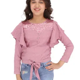Cutecumber Kids Pink Embellished Full Sleeves Top-picture-23